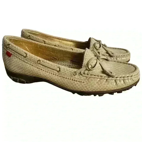 MARC JOSEPH NEW YORK womens Golf Genuine Leather Moccasin Gold Metallic Size 7 - Picture 3 of 11